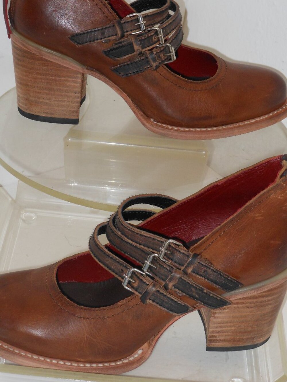 FREEBIRD BROWN GENUINE LEATHER CROSS FOOT STRAP RAMSAY STYLE SHOES SIZE 8